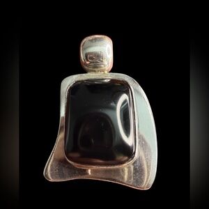 Vintage Taxco Mexico Sterling Silver Black Onyx Pendant 925 Modernist 15.8g